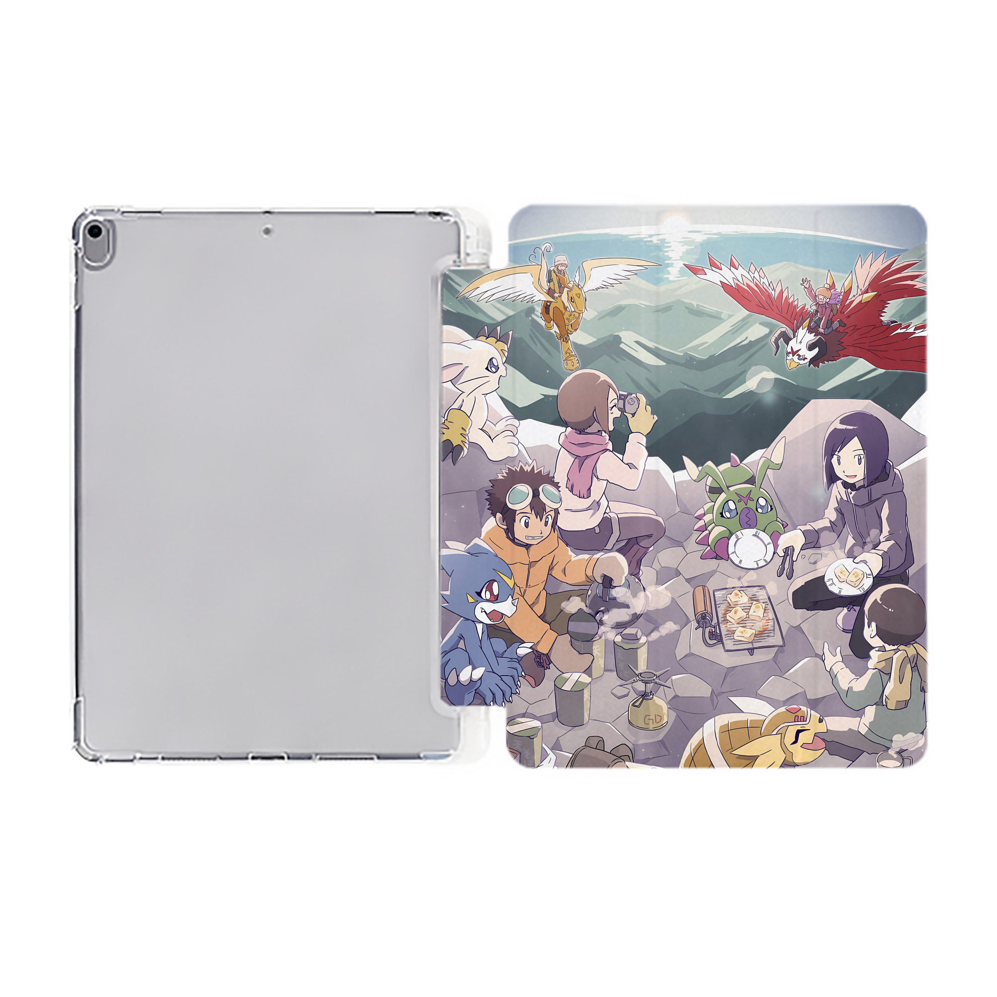（画像用） Digimon デジタルモンスター/デジモン IPad ケース ペン収納付き 三つ折りスタンド PUレザー×シリコン 対応機種9.5/10.5/10.9インチ